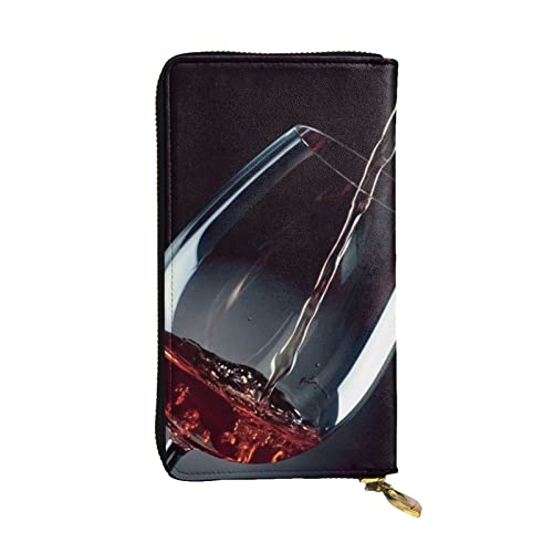 WXWJSHMGC Modische lange Geldbörse mit Weinbecher-Aufdruck, Einkaufs-Clutch, PU-Leder, Handtasche für Damen, Herren von WXWJSHMGC