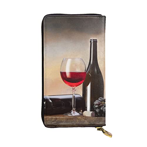 WXWJSHMGC Modische lange Geldbörse mit Weinwein-Motiv, Einkaufs-Clutch, PU-Leder, Handtasche für Damen, Herren von WXWJSHMGC
