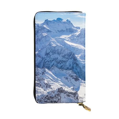 WXWJSHMGC Modische lange Geldbörse mit schneebedecktem Bergmotiv, Einkaufs-Clutch, PU-Leder, Handtasche für Damen, Herren von WXWJSHMGC