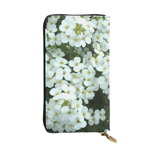 WXWJSHMGC Modische lange Geldbörse mit weißem Blumendruck, Einkaufs-Clutch, PU-Leder, Handtasche für Damen, Herren von WXWJSHMGC