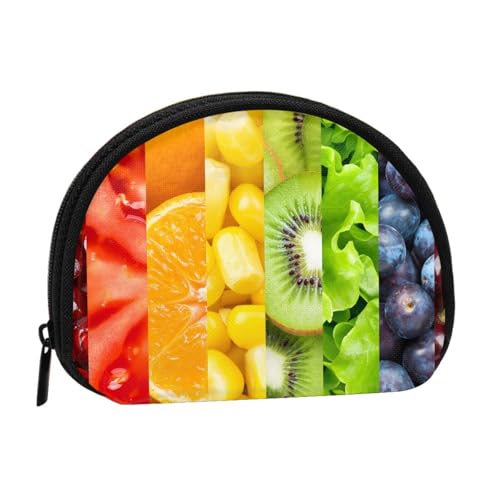 WXWJSHMGC Münzgeldbörse mit Obstdruck, Mini-Geldbörse für Frauen und Mädchen, Persönlichkeit, kleine Münztasche, Aufbewahrungstasche, Clutch, Geldbörse, Einheitsgröße, lässig, Schwarz , Einheitsgröße von WXWJSHMGC