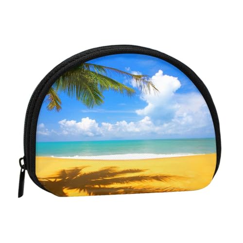 WXWJSHMGC Münzgeldbörse mit Sonnenuntergang-Palmendruck, Mini-Geldbörse für Damen und Mädchen, Persönlichkeit, kleine Münztasche, Aufbewahrungstasche, Clutch, Geldbörse, Einheitsgröße, lässig, Schwarz von WXWJSHMGC