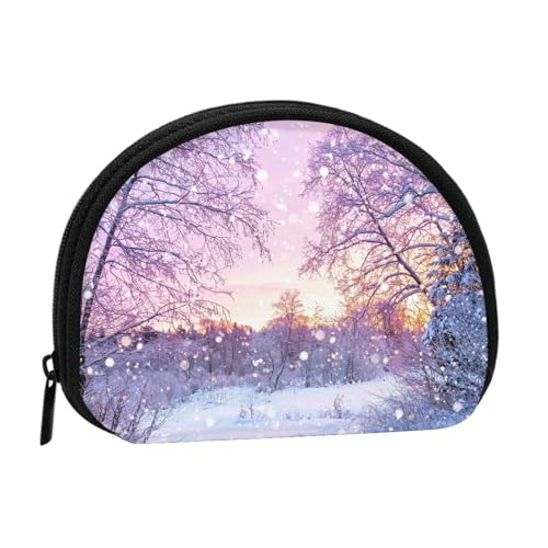 WXWJSHMGC Münzgeldbörse mit Winterdruck, Mini-Geldbörse für Frauen und Mädchen, Persönlichkeit, kleine Münztasche, Aufbewahrungstasche, Clutch, Geldbörse, Einheitsgröße, lässig, Schwarz von WXWJSHMGC