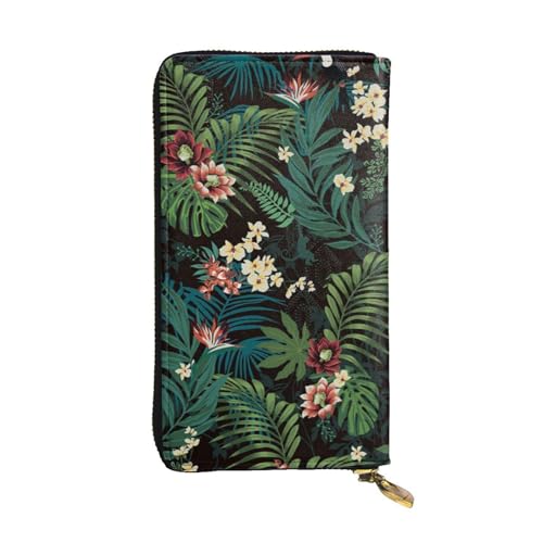 WXWJSHMGC Palmblatt-Blumendruck, modische lange Geldbörse, Einkaufs-Clutch, PU-Leder, Handtasche für Damen, Herren von WXWJSHMGC