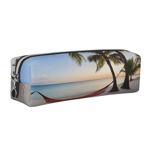 WXWJSHMGC Paradise Beach mit Hängematte, Kokospalmen-Druck, Leder-Federmäppchen, einfach, mit metallischer Reißverschlusstasche, Aufbewahrungstasche für Mädchen, Jungen, Studenten, Universität WXWJSHMGC Paradise Beach mit Hängematte, Kokospalmen-Druck, Leder-Federmäppchen, einfach, mit metallischer Reißverschlusstasche, Aufbewahrungstasche für Mädchen, Jungen, Studenten, Universität von WXWJSHMGC