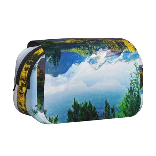 WXWJSHMGC Peaceful Lake Print Stifteetui Tasche – Tragbare Doppelschicht Aufbewahrung Bleistift Tasche für Kinder, Mädchen, Jungen und Erwachsene von WXWJSHMGC