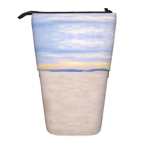 WXWJSHMGC Romantischer weißer Sand-Landschaftsdruck Bleistift-Teleskop-Etui, vielseitige Aufbewahrungstasche, Büro und Erwachsenen-Aufbewahrungsbox, Geschenke von WXWJSHMGC