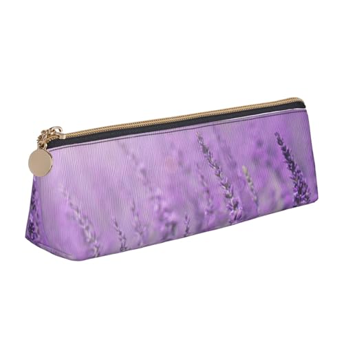 WXWJSHMGC Romantisches Federmäppchen aus Leder, mit Lavendelmuster, personalisierbar, tragbar, großes Fassungsvermögen, für Mädchen und Jungen von WXWJSHMGC