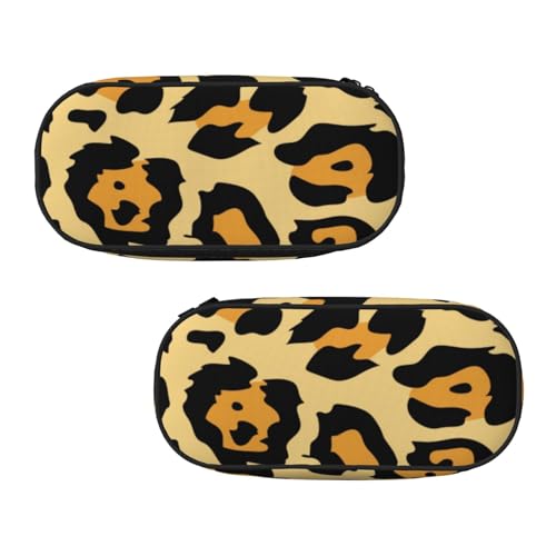 WXWJSHMGC Schönes Federmäppchen mit Leopardenmuster, große Tasche mit 3 Fächern, Stifteetui, Kartenhalter, Münzhalter für Jungen, Mädchen, Schule, Schreibwaren von WXWJSHMGC