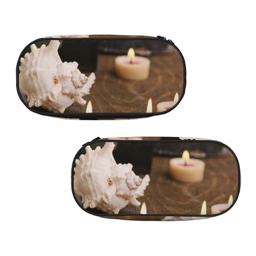 WXWJSHMGC Spa-Kerzen-Druck-Federmäppchen, große Tasche mit 3 Fächern, Stifteetui, Kartenhalter, Münzhalter für Jungen, Mädchen, Schule, Schreibwaren von WXWJSHMGC