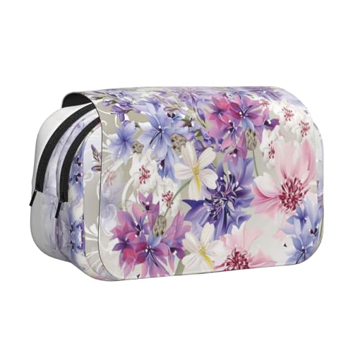 WXWJSHMGC Stifteetui mit Blumenmuster, tragbar, doppellagig, für Kinder, Mädchen, Jungen und Erwachsene von WXWJSHMGC