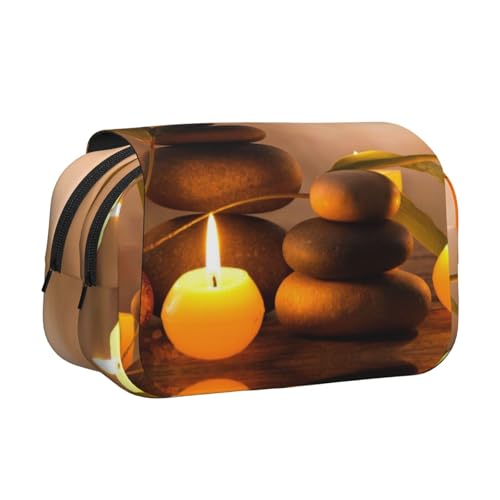 WXWJSHMGC Stifteetui mit Kerzen und Steindruck – tragbare Doppelschicht-Aufbewahrungs-Bleistifttasche für Kinder, Mädchen, Jungen und Erwachsene von WXWJSHMGC