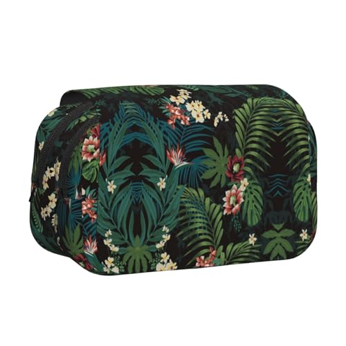 WXWJSHMGC Stifteetui mit Palmblatt-Blumendruck, tragbar, doppellagig, für Kinder, Mädchen, Jungen und Erwachsene von WXWJSHMGC
