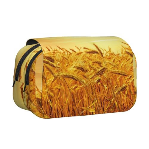 WXWJSHMGC Stifteetui mit Weizenfelddruck – tragbare Doppelschicht-Aufbewahrungstasche für Kinder, Mädchen, Jungen und Erwachsene von WXWJSHMGC
