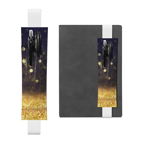 WXWJSHMGC Stiftehalter aus PU-Leder, goldfarben, glitzernd, Sternmuster, verstellbar, elastisch, für Hardcover-Tagebücher, Notizbücher, Geschenk zum Schulanfang, 2 Stück, weiß, Einheitsgröße von WXWJSHMGC