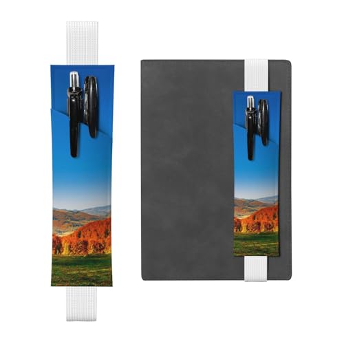 WXWJSHMGC Stiftehalter aus PU-Leder, mit rotem Blätteraufdruck, 2 Stück, verstellbares Gummiband, Stifteetui für Hardcover-Tagebücher, Notizbücher für Schulanfang, Geschenk, weiß, Einheitsgröße von WXWJSHMGC