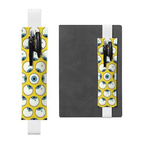 WXWJSHMGC Stiftehalter mit Augkugel-Aufdruck, verstellbares Gummiband, PU-Leder, Stifteetui für Hardcover-Tagebücher, Notizbücher für den Schulanfang, 2 Stück, weiß, Einheitsgröße von WXWJSHMGC