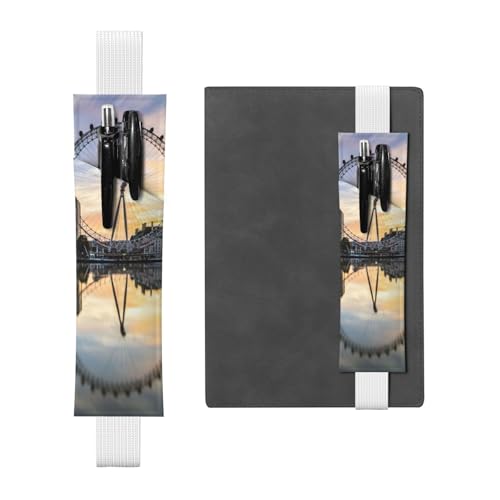 WXWJSHMGC Stiftehalter mit London-Augenaufdruck, verstellbares Gummiband, PU-Leder, Stifteetui für Hardcover-Tagebücher, Notizbücher für Schulanfang, 2 Stück, weiß, Einheitsgröße von WXWJSHMGC