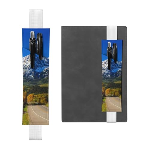 WXWJSHMGC Stiftehalter mit ländlichem Straßendruck, 2 Stück, verstellbares Gummiband, PU-Leder, Stifteetui für Hardcover-Tagebücher, Notizbücher für Schulanfang, Geschenk, weiß, Einheitsgröße von WXWJSHMGC