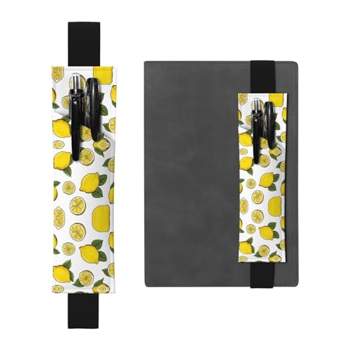 WXWJSHMGC Stifthalter aus PU-Leder, mit Zitronenfrucht-Muster, verstellbar, Gummiband, Stifthalter, Tasche für Hardcover-Tagebücher, Notizbücher für Schulanfang, 2 Stück, Schwarz , Einheitsgröße WXWJSHMGC Stifthalter aus PU-Leder, mit Zitronenfrucht-Muster, verstellbar, Gummiband, Stifthalter, Tasche für Hardcover-Tagebücher, Notizbücher für Schulanfang, 2 Stück, Schwarz , Einheitsgröße von WXWJSHMGC