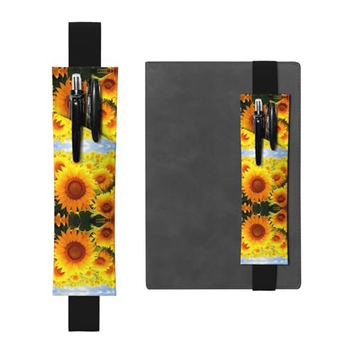 WXWJSHMGC Stifthalter mit gelbem Sonnenblumendruck, 2 Stück, verstellbares Gummiband, PU-Leder, Stifteetui für Hardcover-Tagebücher, Notizbücher für Schulanfang, Geschenk, Schwarz , Einheitsgröße WXWJSHMGC Stifthalter mit gelbem Sonnenblumendruck, 2 Stück, verstellbares Gummiband, PU-Leder, Stifteetui für Hardcover-Tagebücher, Notizbücher für Schulanfang, Geschenk, Schwarz , Einheitsgröße von WXWJSHMGC