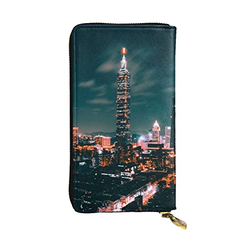 WXWJSHMGC Taipeh Geldbörse mit Landschaftsaufdruck, modisch, lang, Einkaufs-Clutch, PU-Leder, Handtasche für Damen, Herren von WXWJSHMGC