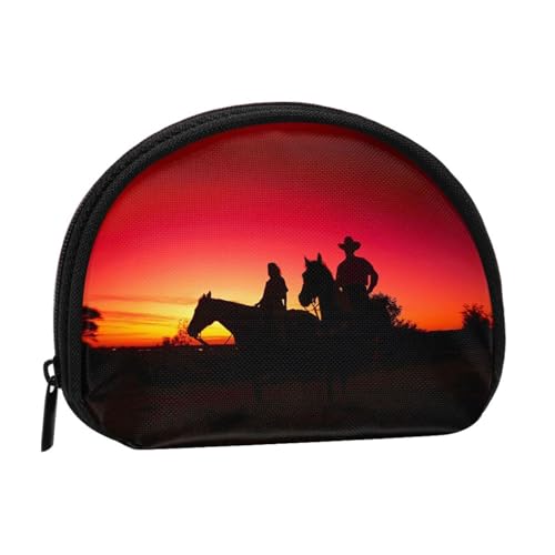 WXWJSHMGC Texas Cowboy Print Münzbörse Mini Geldbörse für Frauen Mädchen Persönlichkeit Kleine Münztasche Shell Aufbewahrungstasche Clutch Wallets, Einheitsgröße, Casual, Schwarz , Einheitsgröße von WXWJSHMGC