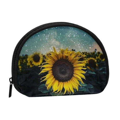 WXWJSHMGC The Most Beautiful Sunflower Print Coin Purse Mini Wallet for Women Girls Personality Small Coin Pouch Shell Storage Bag Clutch Wallets, One Size, Casual, Schwarz , Einheitsgröße von WXWJSHMGC