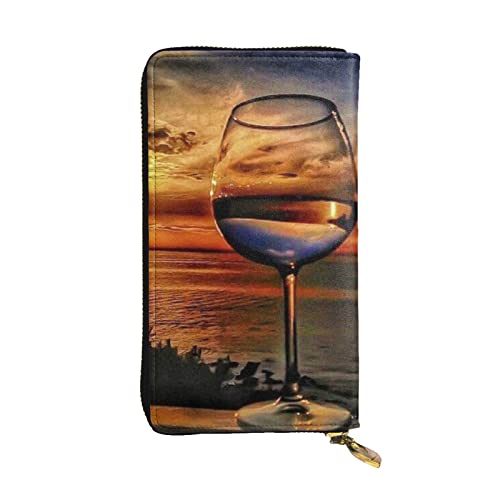 WXWJSHMGC Weinglas-Druck, modische lange Geldbörse, Einkaufs-Clutch, PU-Leder, Handtasche für Damen, Herren von WXWJSHMGC