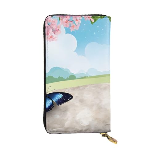 WXWJSHMGC Zen Design Schmetterling Druck Mode Lange Geldbörse Shopping Clutch Geldbörse PU Leder Handtaschen für Damen Herren Geldbörsen, Schwarz , Einheitsgröße von WXWJSHMGC