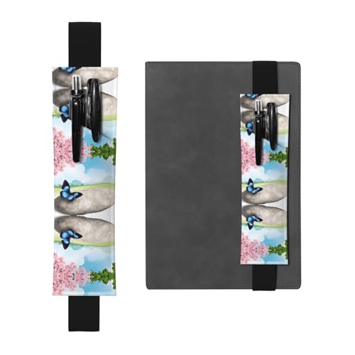WXWJSHMGC Zen Design Schmetterlings-Druck, 2 Stück, verstellbares Gummiband, Stifthalter, PU-Leder, Stifteetui für Hardcover-Tagebücher, Notizbücher für Schulanfang, Geschenk, Schwarz , Einheitsgröße WXWJSHMGC Zen Design Schmetterlings-Druck, 2 Stück, verstellbares Gummiband, Stifthalter, PU-Leder, Stifteetui für Hardcover-Tagebücher, Notizbücher für Schulanfang, Geschenk, Schwarz , Einheitsgröße von WXWJSHMGC