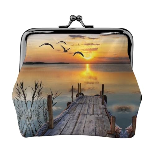 Wild Goose by The Bridge Print Print Coin Purse for Men Women Leather Kiss Lock Small Pouch Coin Wallet von WXWJSHMGC