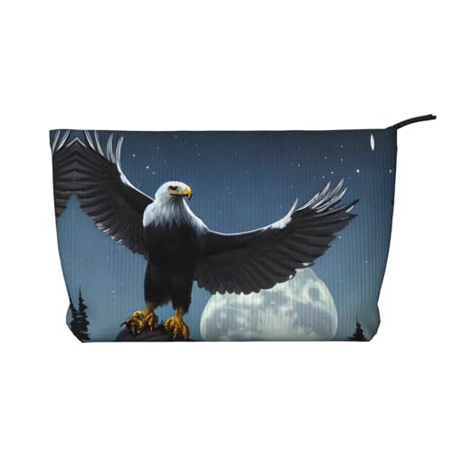 Adler unter den Sternen bedruckte Cord-Kosmetiktasche – tragbare Damen-Kulturbeutel mit Reißverschluss von WXXWXD