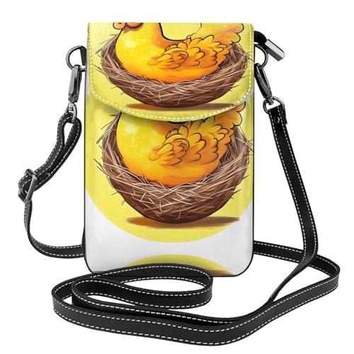 Bird's Nest Golden Chicken Kleine Handy-Geldbörse für Damen, kleine Umhängetasche mit verstellbarem Schultergurt von WXXWXD