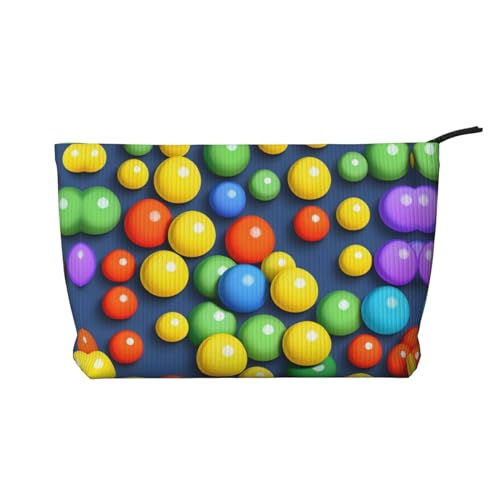 Bunte Bälle bedruckte Cord-Kosmetiktasche – tragbare Kulturbeutel mit Reißverschluss für Damen von WXXWXD