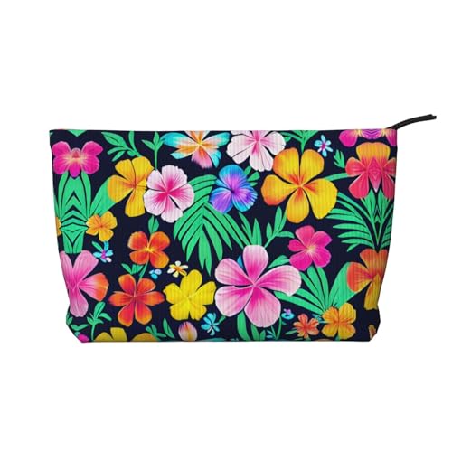 Bunte Blumen bedruckte Cord-Kosmetiktasche – tragbare Kulturbeutel mit Reißverschluss für Damen von WXXWXD
