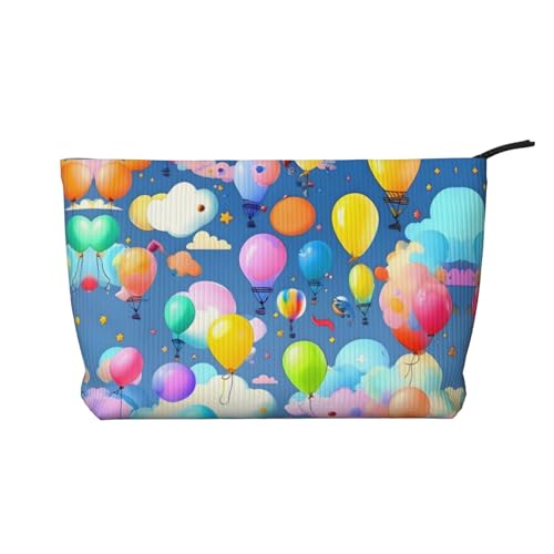 Bunte Luftballons bedruckte Cord-Kosmetiktasche – tragbare Kulturbeutel mit Reißverschluss für Damen von WXXWXD