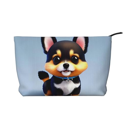 Card Love Fancy Puppy bedruckte Cord-Kosmetiktasche für Damen, tragbar, mit Reißverschluss, Schwarz, Einheitsgröße von WXXWXD