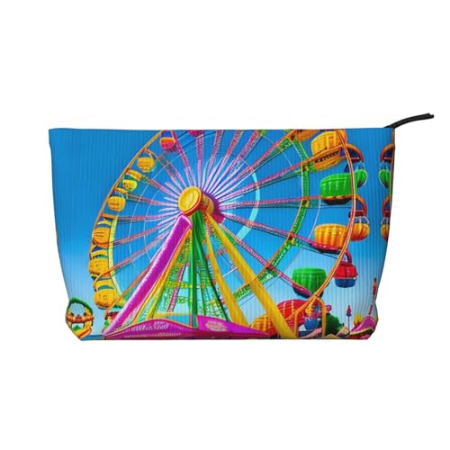 Corlorful Park Kosmetiktasche aus bedrucktem Cord – tragbare Kulturbeutel mit Reißverschluss für Damen von WXXWXD