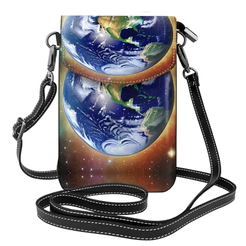 Cosmic Earth Kleine Handy-Geldbörse für Damen, kleine Umhängetasche mit verstellbarem Schultergurt von WXXWXD