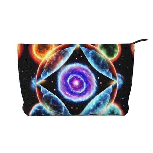 Cosmic Stars bedruckte Kosmetiktasche aus Cord – tragbare Kosmetiktasche mit Reißverschluss für Damen von WXXWXD