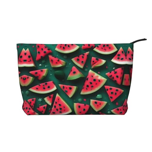 Dream Kosmetiktasche mit Wassermelonen-Aufdruck aus Kordsamt, tragbar, mit Reißverschluss, Aufbewahrungstasche für Damen von WXXWXD