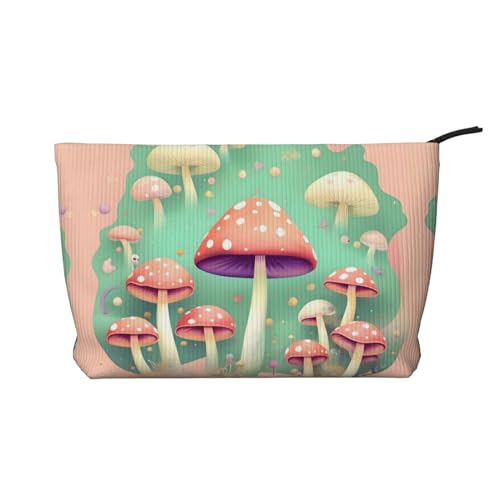 Dream Mushroom bedruckte Cord-Kosmetiktasche für Damen, tragbar, mit Reißverschluss, Kulturbeutel von WXXWXD
