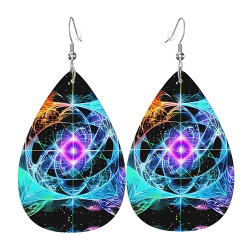 Eight Dimensional Space Patterned Leather Earrings - Women's Earrings Suitable for Daily Wear, Party, Date etc., One Size, Faux Leather Diamond von WXXWXD