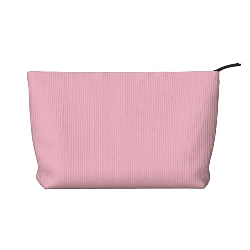 Einfarbige rosa bedruckte Cord-Kosmetiktasche – tragbare Damen-Kulturbeutel mit Reißverschluss von WXXWXD