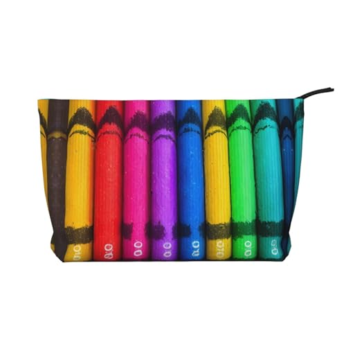 Farbige Buntstifte, bedruckte Cord-Kosmetiktasche – tragbare Kulturbeutel mit Reißverschluss für Damen von WXXWXD