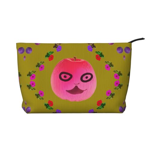 Funny Face Pfirsich-bedruckte Kordsamt-Kosmetiktasche – tragbare Kulturbeutel mit Reißverschluss für Damen von WXXWXD