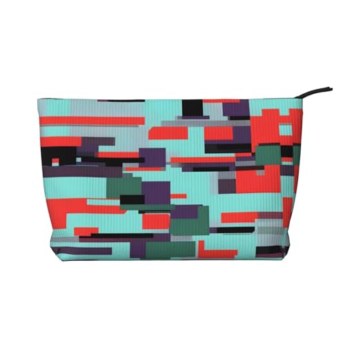 Gestreifte Kombination bedruckte Cord-Kosmetiktasche – tragbare Damen-Kulturbeutel mit Reißverschluss, Schwarz, Einheitsgröße von WXXWXD