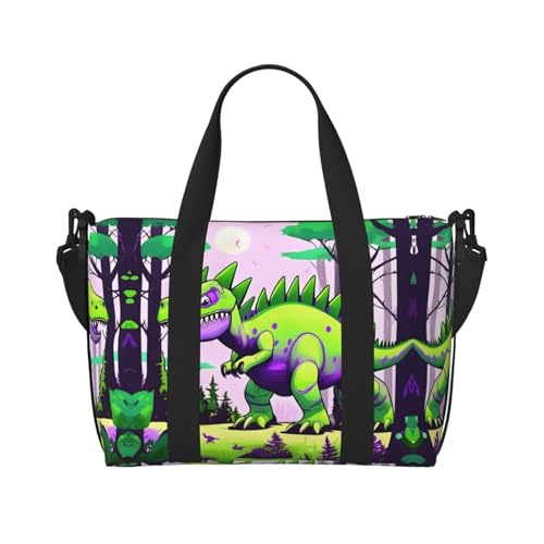 Grüne Dinosaurier-bedruckte Damen-Umhängetasche, geeignet für Arbeit, Pendeln, Fitness, Reisen, modische und vielseitige Umhängetasche von WXXWXD