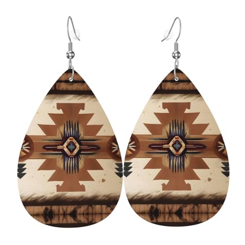 Indianer Muster Leder Ohrringe Damen Ohrringe Geeignet für den Alltag, Party, Verabredungen usw., Einheitsgröße, Kunstleder, Diamant von WXXWXD